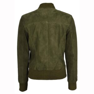 BUNERI Women’s Khaki Green Suede MA-1 Bomber Jacket