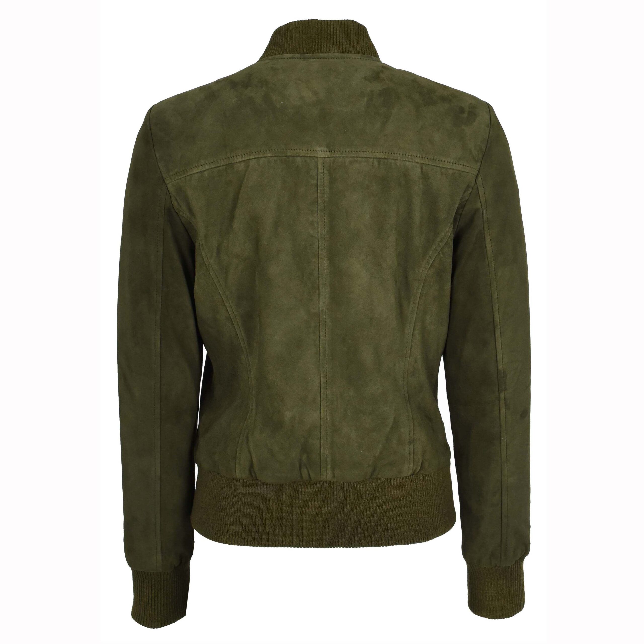 BUNERI Women's Khaki Green Suede MA-1 Bomber Jacket (2)
