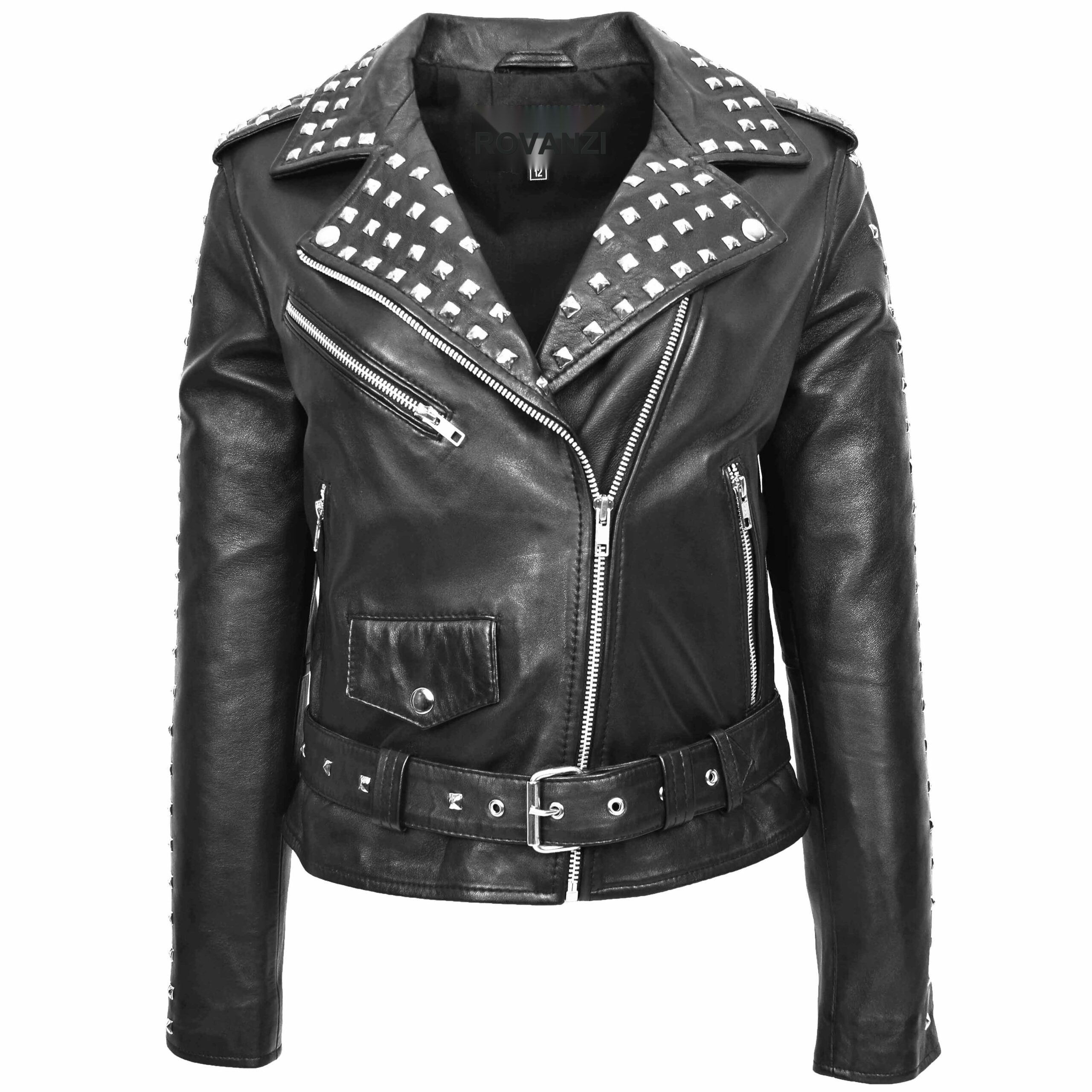 BUNERI Black Studded Brando Biker Leather Jacket