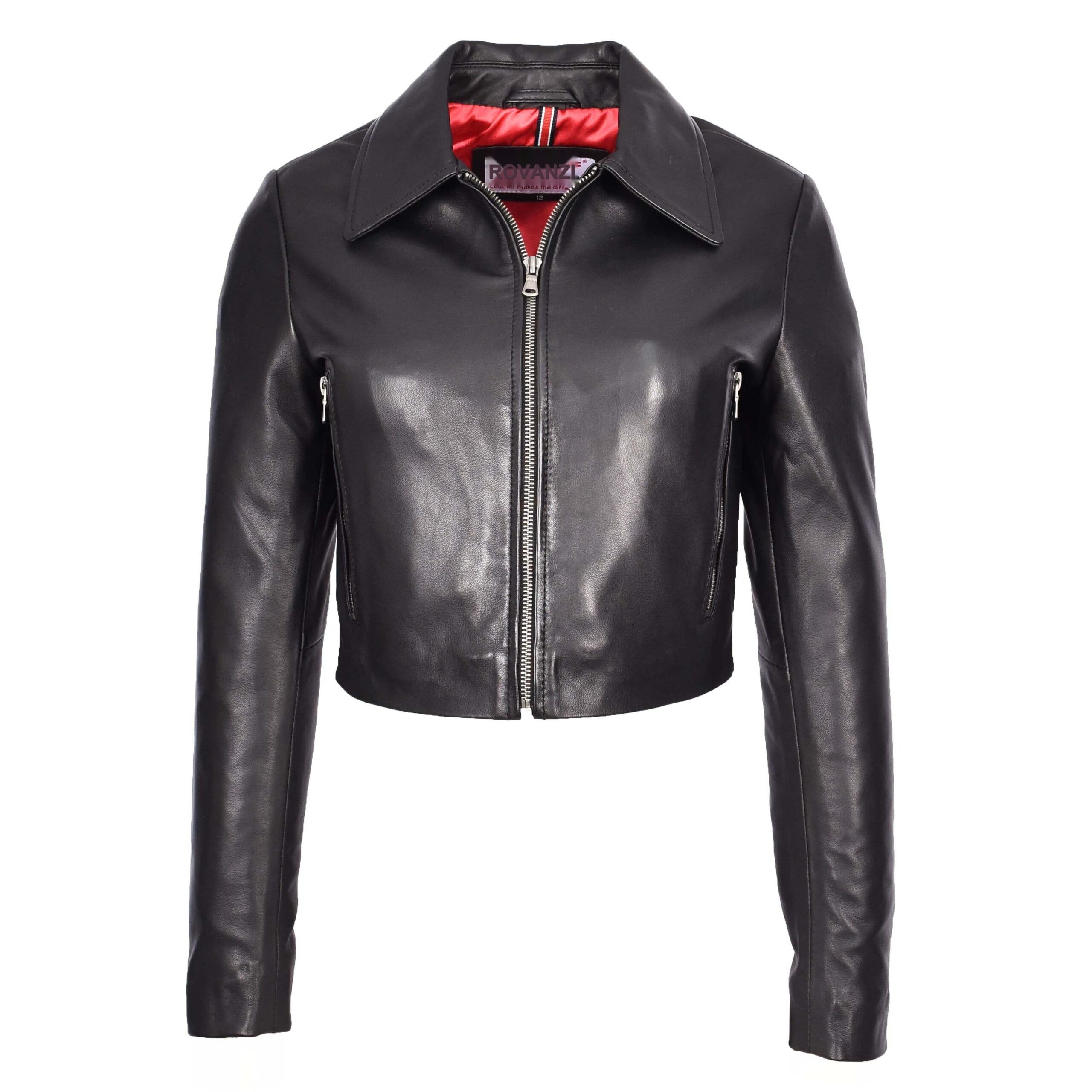 BUNERI Women's Leather Cropped Bustier Bolero Jacket Black