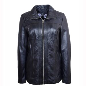 BUNERI Black Quilted Zip Leather Biker Jacket