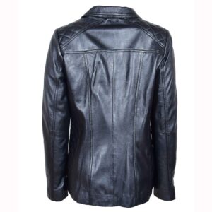 BUNERI Black Quilted Zip Leather Biker Jacket