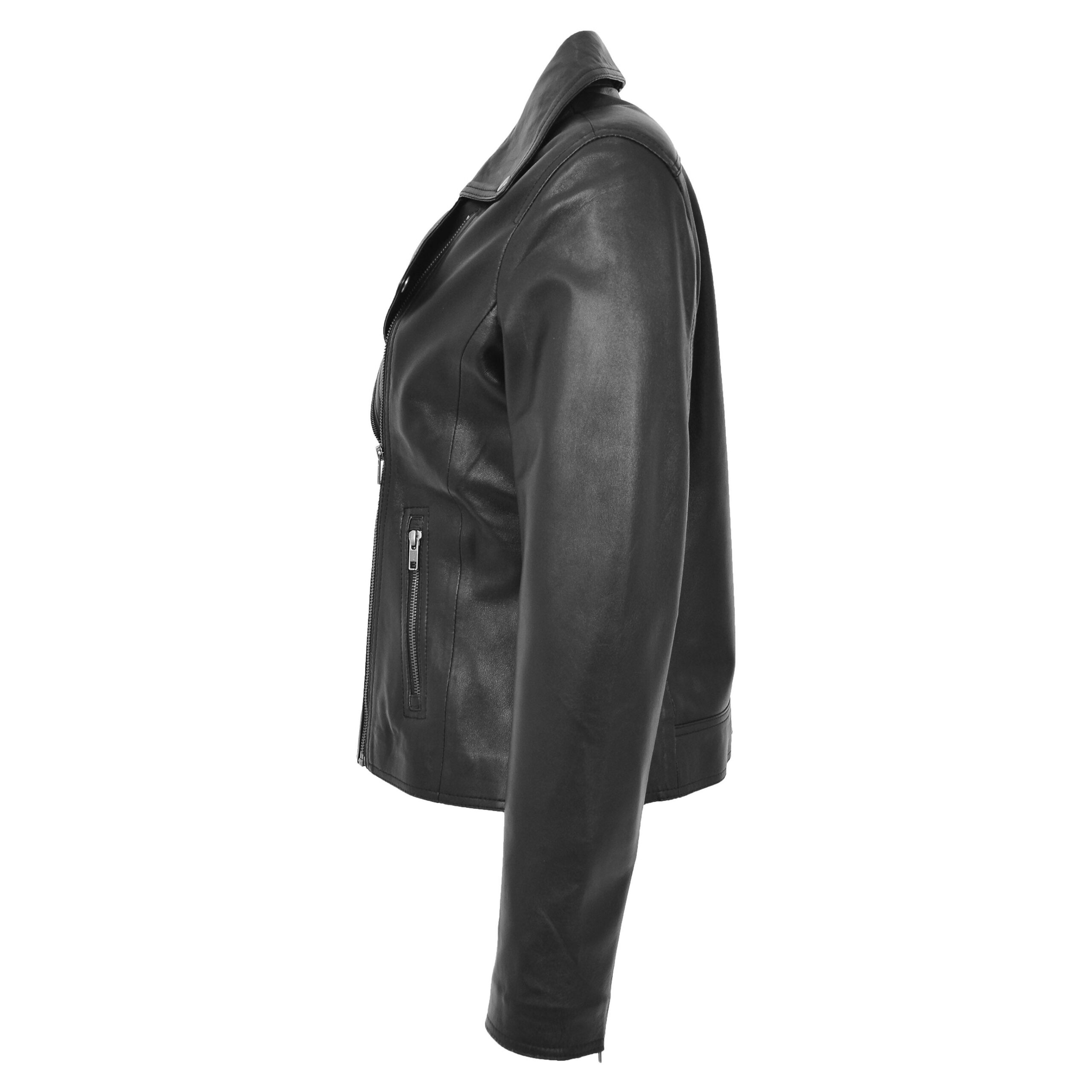 BUNERI Black Soft Leather Cross Zip Biker Jacket – 6