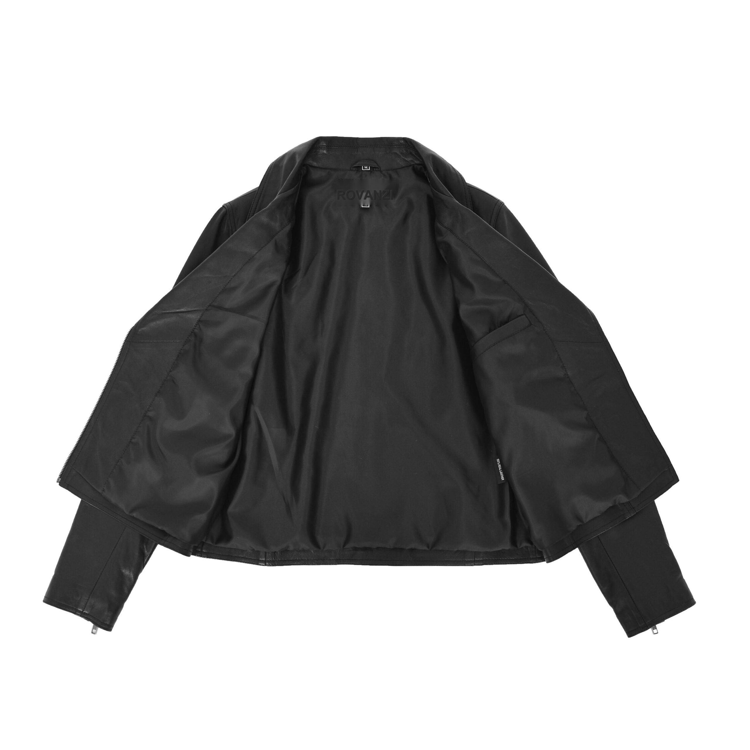 BUNERI Black Soft Leather Cross Zip Biker Jacket – 7