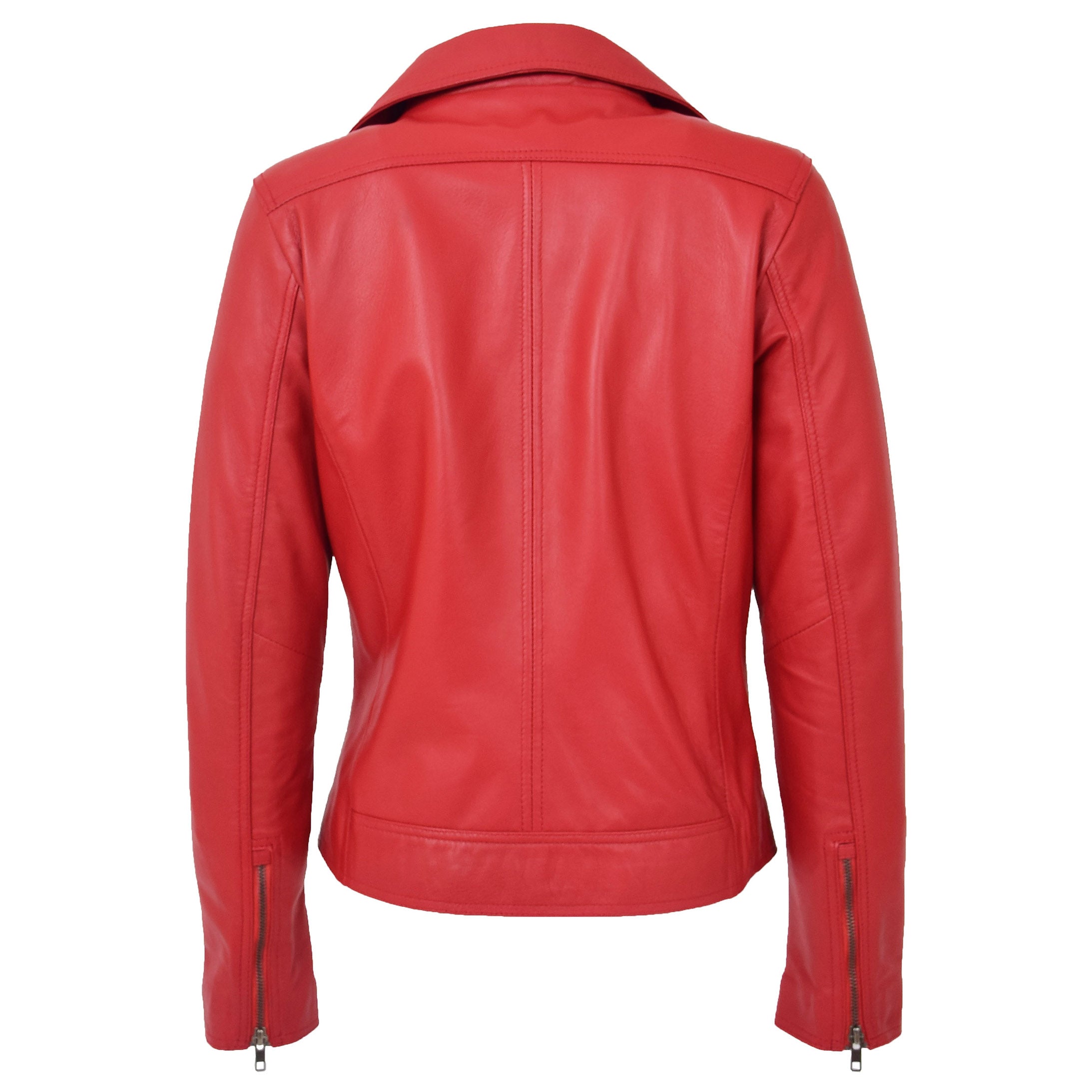 BUNERI Red Soft Leather Cross Zip Biker Jacket Women – 2