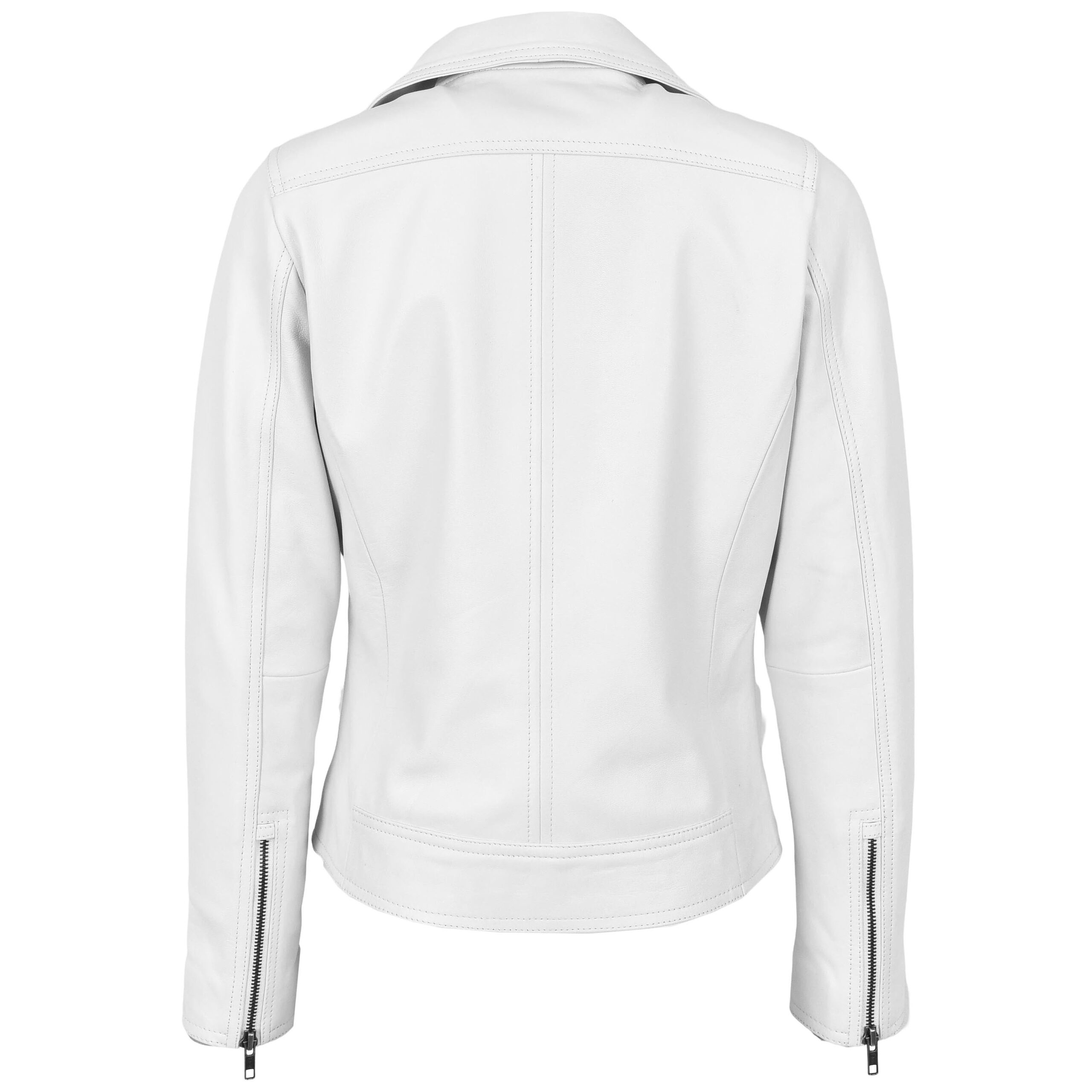 BUNERI White Soft Leather Cross Zip Biker Jacket Women – 7