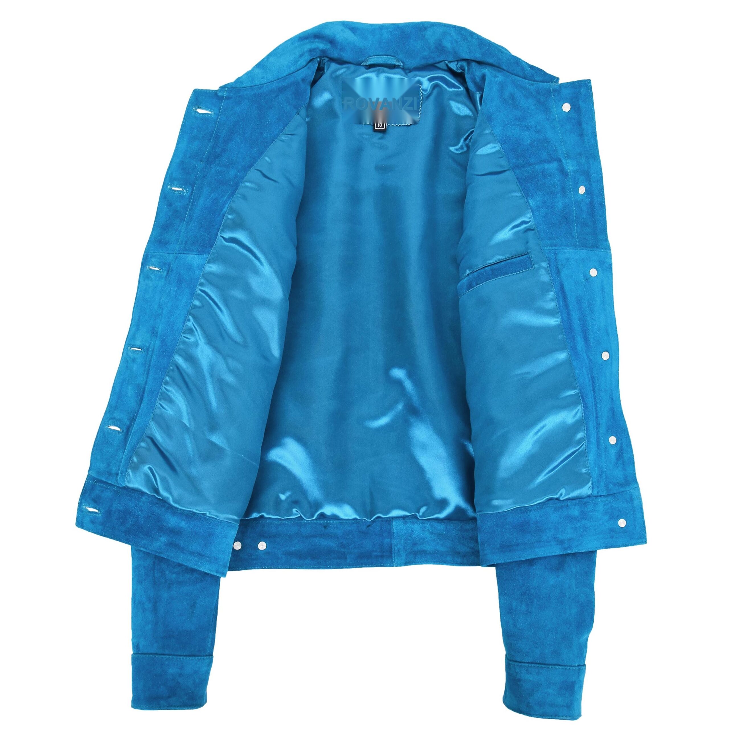 BUNERI Teal Blue Suede Trucker Style Jacket – 7