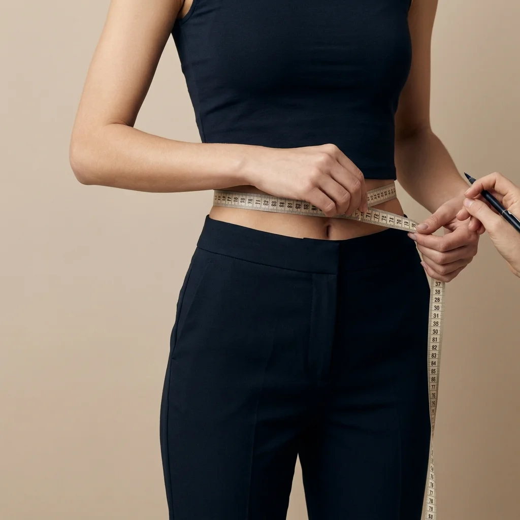 Instruction: Measuring waist circumference for a leather jacket